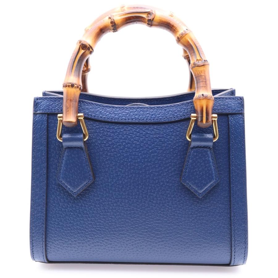 グッチ　バンブーカバン GUCCI（グッチ） バンブー ダイアナ ミニ トートバッグ ブルー レザー