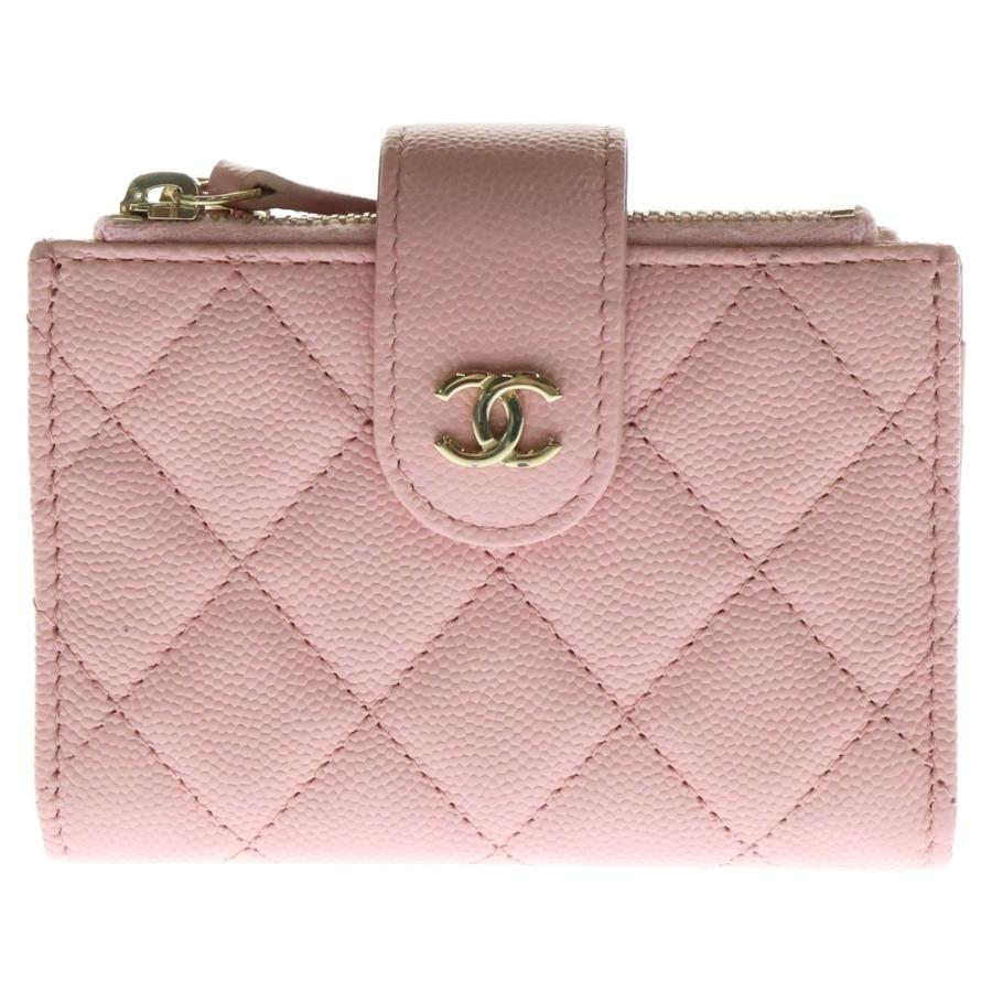 CHANEL ピンクレザーケース ミニ財布 イタリア製 マトラッセ CHANEL ピンクレザーコインケース ミニ財布 イタリア製 マトラッセ