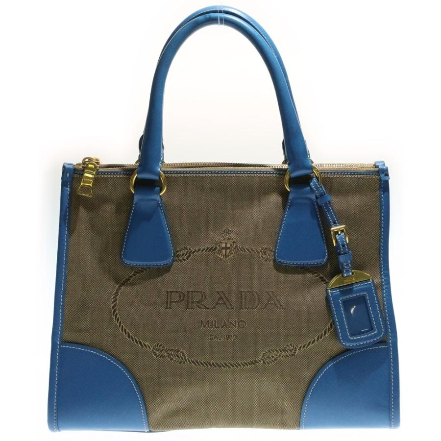 PRADA（プラダ） ロゴジャガード トートバッグ ハンドバッグ ブラウン