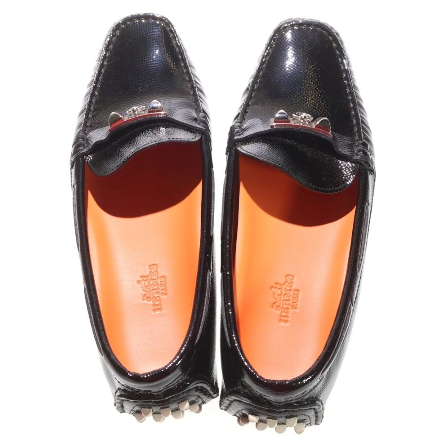 【美品】エルメス　HERMES コリエドシアン　モカシン HERMES（エルメス） コリエドシアン スタッズバックル パテントレザー