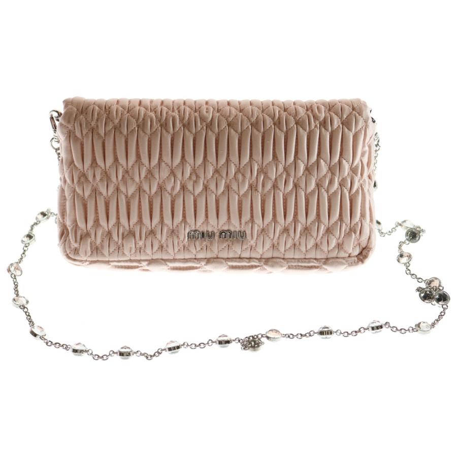 miumiu ミュウミュウ ナッパクリスタル ショルダーバッグ チェーン 