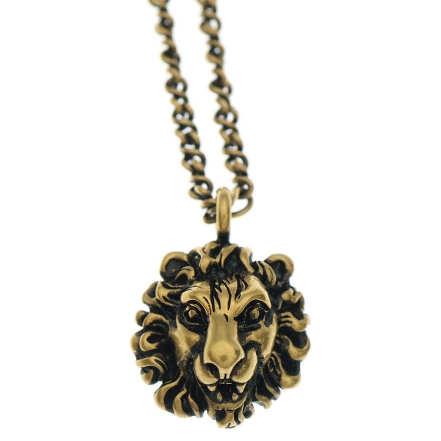 GUCCI（グッチ） ライオンヘッド エイジドゴールドネックレス 