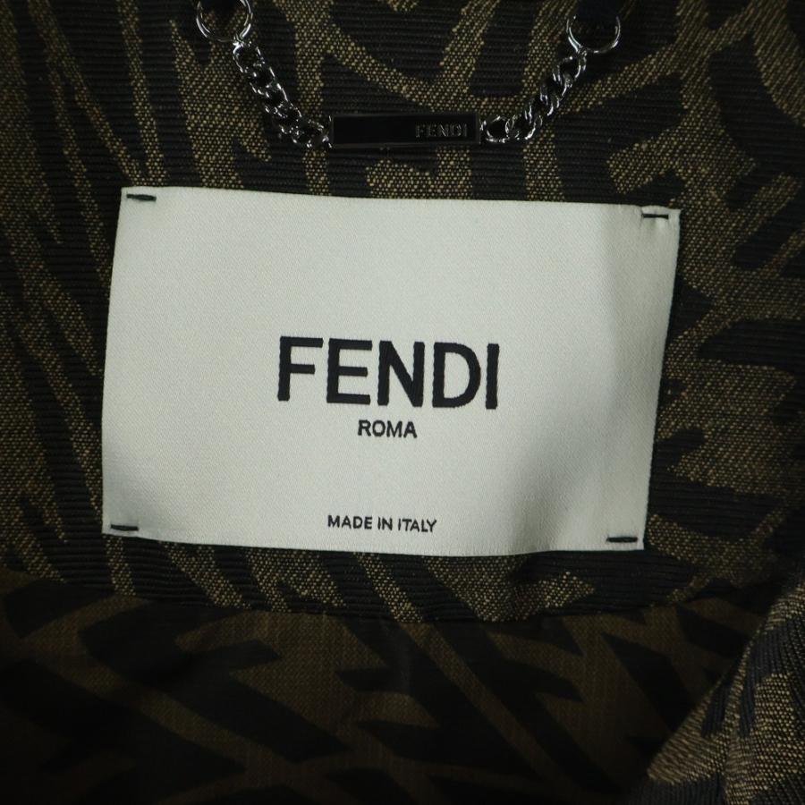 FENDI フェンディ フロントムートン切替バーシティジャケット ベージュ/ブラック レディース FM532の画像