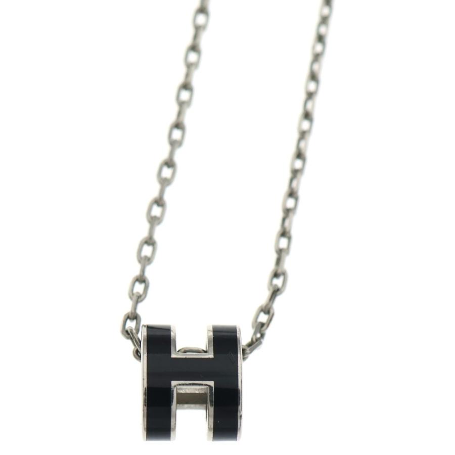 HERMES（エルメス） ポップアッシュ H ネックレス ブラック×シルバー