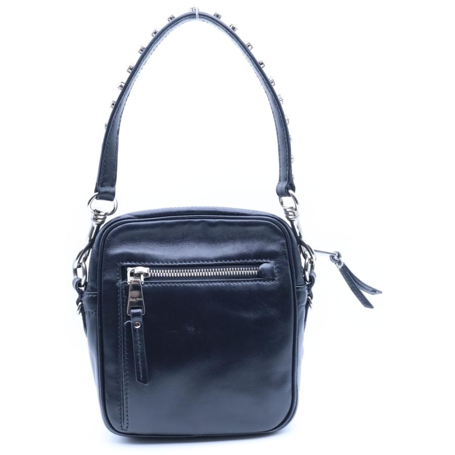 miumiu ミュウミュウ ビジュー ショルダーバッグ ミニバッグ ブラック レザー 5BH155 シルバー金具 miumiu ミュウミュウ ビジュー ショルダーバッグ ミニバッグ ブラック