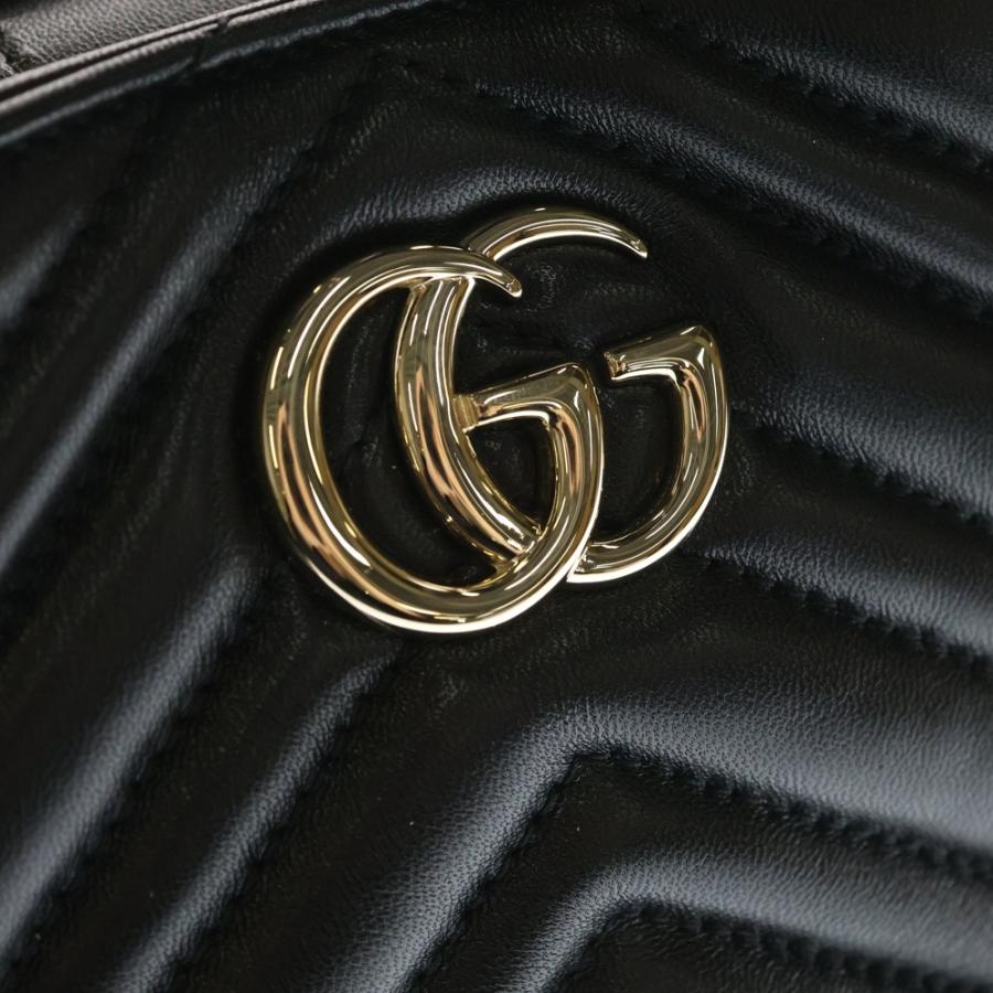 GUCCI グッチ GGマーモント ロゴプレート ラムスキン レザー 2WAY ハンド チェーン ショルダーバッグ ブラック ゴールド金具 847386_4