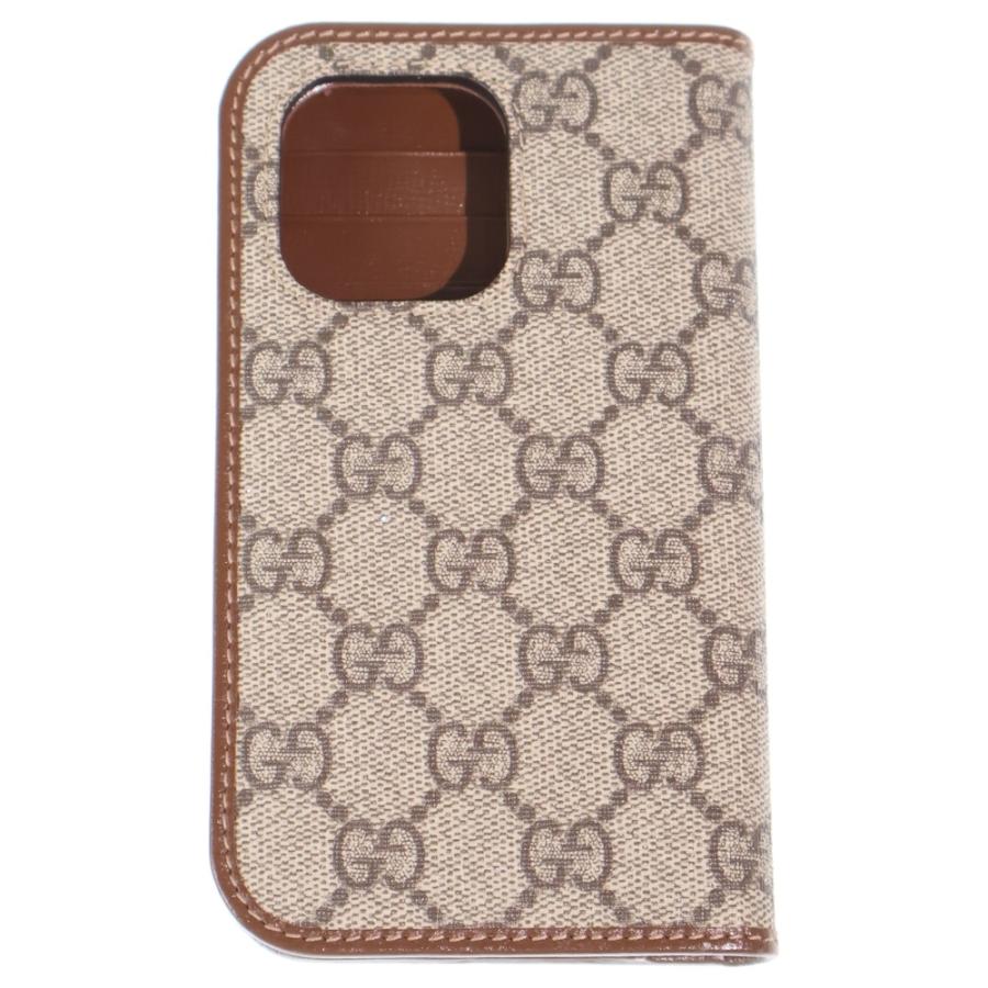 GUCCI（グッチ） GGスプリーム PVC×レザー iPhoneケース ブラウン