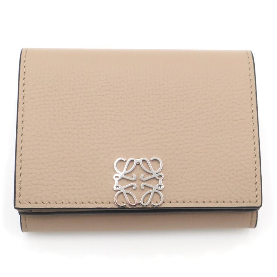トライフォールド レザー ベージュ 三つ折り財布 LOEWE LOEWE（ロエベ） トライフォールド ブランド レディース 三折財布 中古 小物