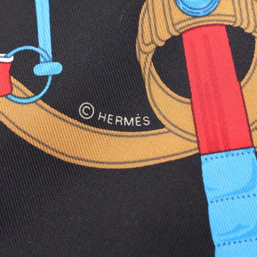 HERMES（エルメス） カレ45 黄金の拍車 シルク スカーフ ブラック
