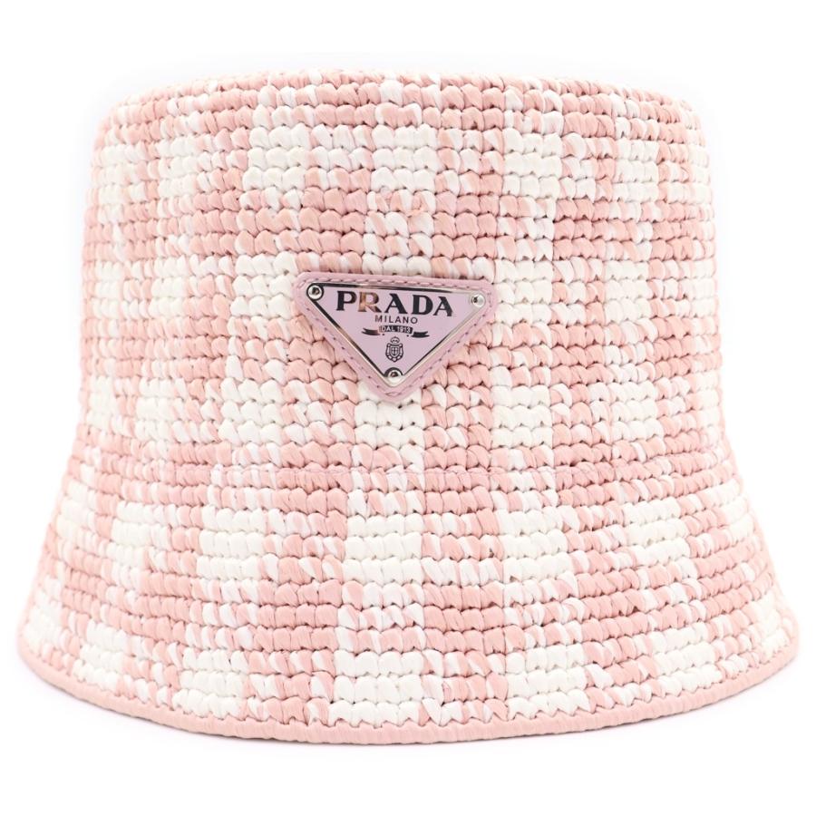 PRADA プラダ クロシェバケットハット #S ライトピンク 1HC137_3
