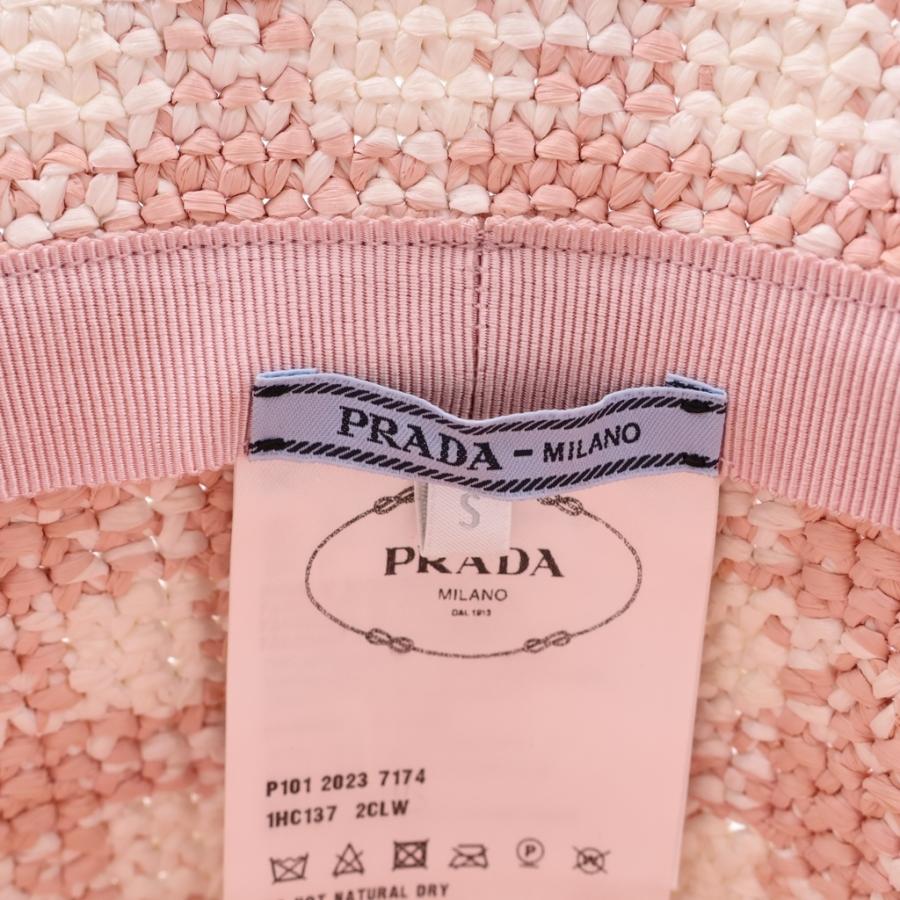 PRADA（プラダ） クロシェバケットハット #S ライトピンク 1HC137