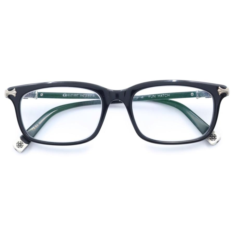 CHROME HEARTS クロムハーツ FUN HATC-A CHクロス スクエアフレーム 眼鏡 メガネ アイウェア 52□18-148 ブラック/シルバー