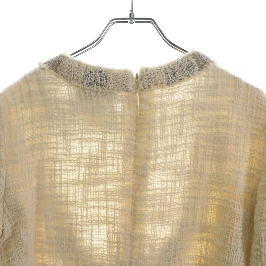 CHANEL シャネル グリポアボタン ツイード ワンピース アイボリー  