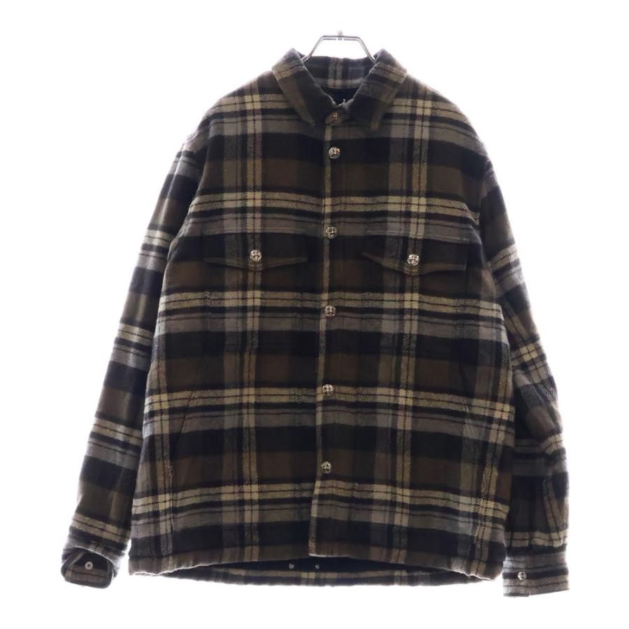 【正規品】エルメス ベロア タータンチェック ダークブラウン ジャケット XL CHROME HEARTS クロムハーツ 裏地ボアフランネルチェックシャツ