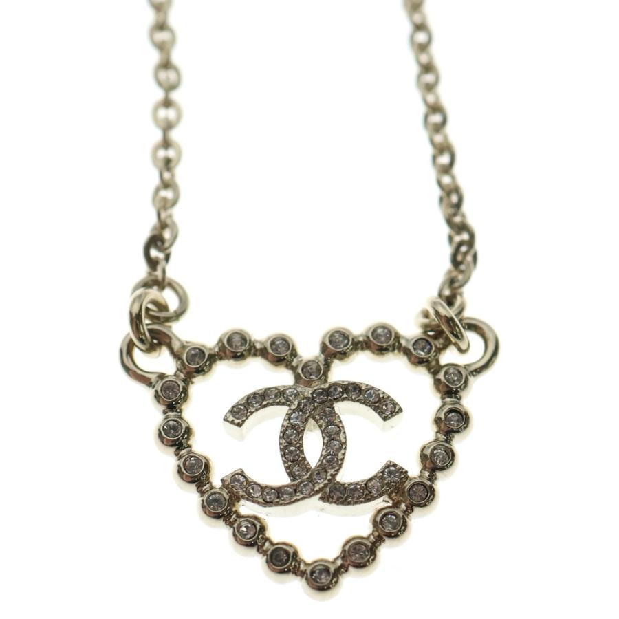 【未使用級】CHANEL ハート ネックレス ココマーク ラインストーン 黒×金 CHANEL（シャネル） ココマーク ハート ラインストーン ネックレス