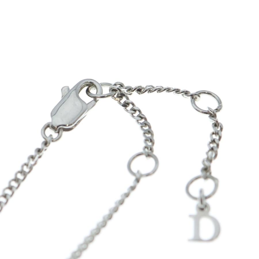 Christian Dior クリスチャンディオール リボンモチーフ CDロゴチャーム ネックレス シルバー
