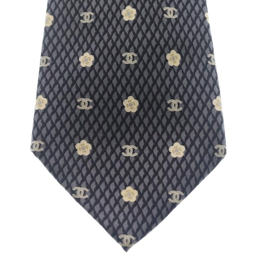 CHANEL（シャネル） ココマーク カメリア シルク ネクタイ ネイビー