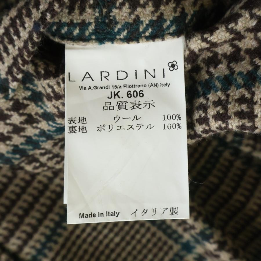 LARDINI ウール混 チェック柄3Bジャケット サイズ52 イタリア製 【公式