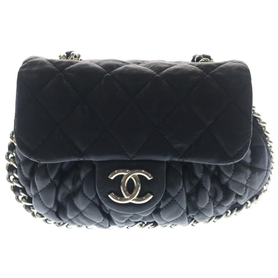 CHANEL シャネル ラグジュアリーライン マトラッセ チェーン アラウンド ミニバッグ ショルダーバッグ ブラック ラムスキン シルバー金具 CHANEL（シャネル） ラグジュアリーライン マトラッセ チェーン