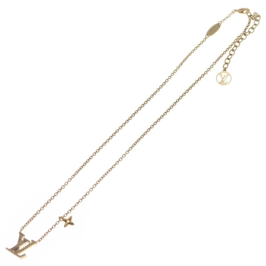LOUIS VUITTON ルイヴィトン LVアイコニック GP ラインストーン ネックレス ペンダント チェーン ゴールド M00596