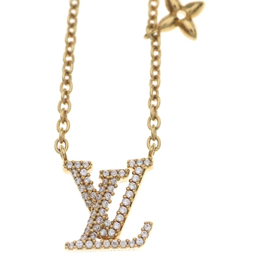 LOUIS VUITTON ルイヴィトン LVアイコニック GP ラインストーン ネックレス ペンダント チェーン ゴールド M00596