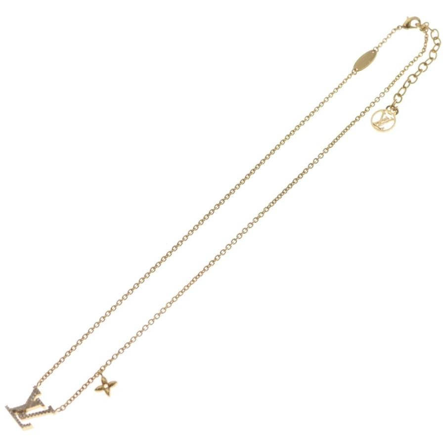 LOUIS VUITTON ルイヴィトン LVアイコニック ラインストーン GP ネックレス ペンダント チェーン ゴールド M00596