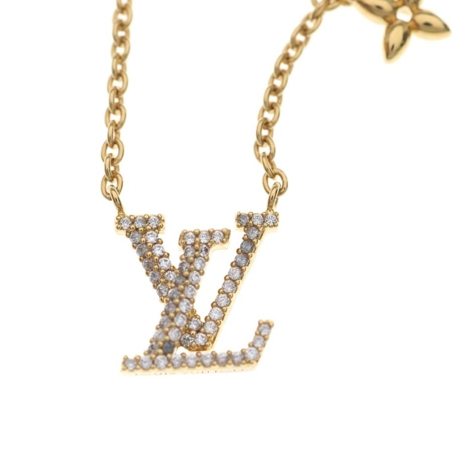 LOUIS VUITTON ルイヴィトン LVアイコニック ラインストーン GP ネックレス ペンダント チェーン ゴールド M00596