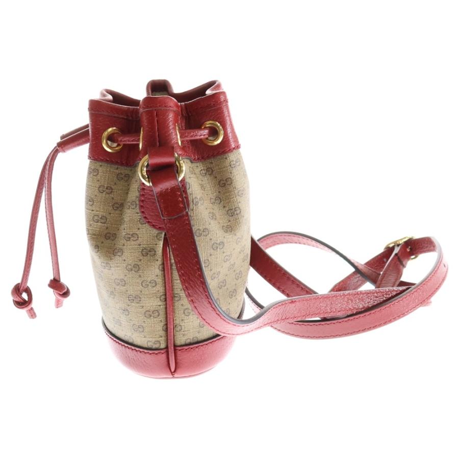 GUCCI グッチ ×ドラえもん マイクロGGスプリーム ドローストリング ミニバケット ショルダー クロスボディ バッグ ゴールド金具 ブラウン/レッド 647801 GUCCI（グッチ） ×ドラえもん マイクロGGスプリーム ドローストリング