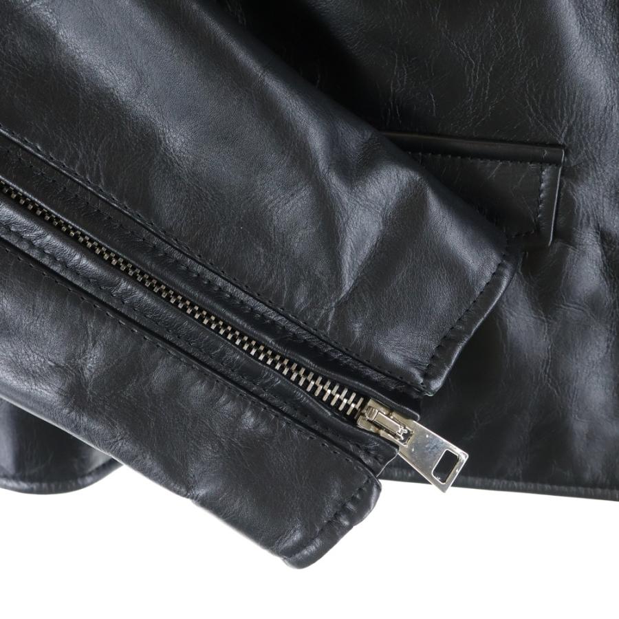 Bottega Veneta ダブルライダース ブラック 2019aw 46 BOTTEGA VENETA（ボッテガ・ヴェネタ） 19AW カーフレザー 中綿 ダブル