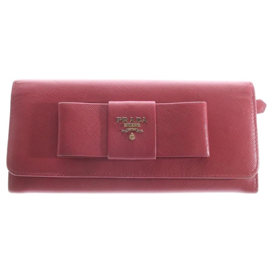 PRADA プラダ リボン 長財布 ロングウォレット 長財布 ピンク レザー ゴールド金具 PRADA（プラダ） リボン 長財布 ロングウォレット 長財布 ピンク