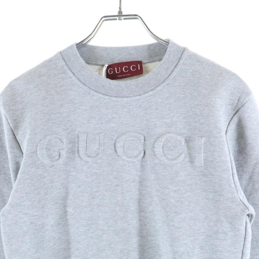 GUCCI（グッチ） ロゴ入りスウェットトレーナー グレー コットン 
