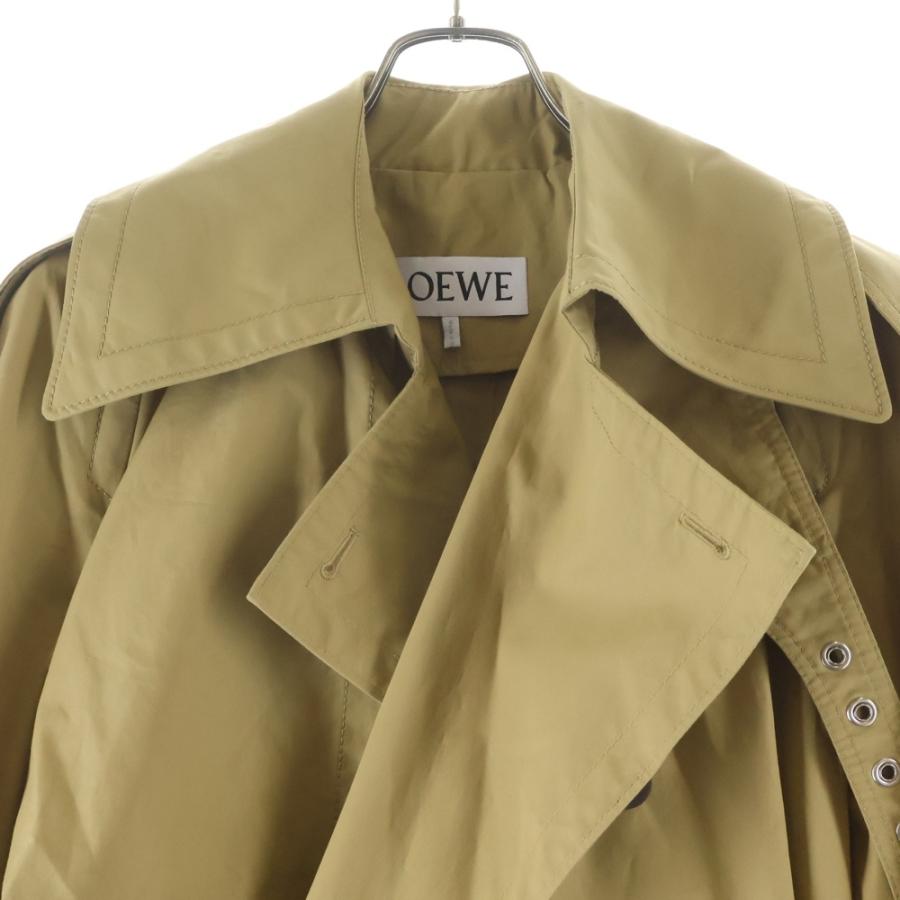 LOEWE ロエベ アナグラムロゴ レザーパッチ トレンチ ロング コート ベージュ A-28003861の画像
