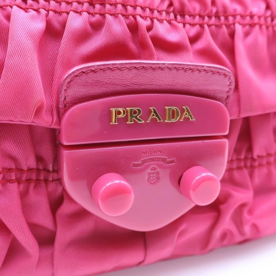 PRADA プラダ テスート ギャザー チェーンショルダーバッグ ワンショルダーバッグ ピンク ナイロン×レザー BR4103 プラダ テスート チェーンショルダーバッグ ピンク 1BF081 A3235242