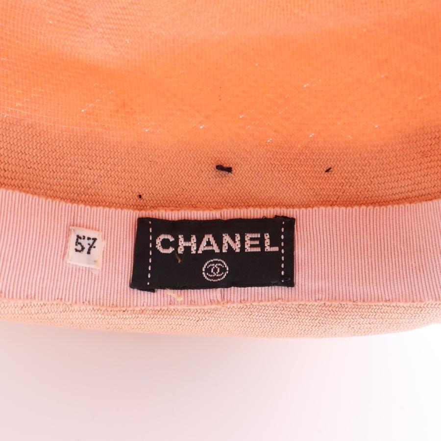 CHANEL（シャネル） バイカラー ストローハット 帽子 ピンクベージュ