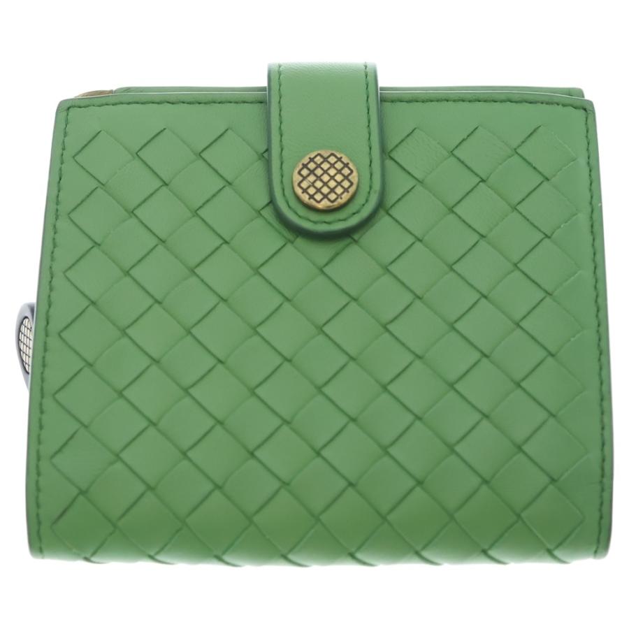 BOTTEGA VENETA 二つ折り財布 グリーン BOTTEGA VENETA（ボッテガ・ヴェネタ） □イントレチャート 二つ折り