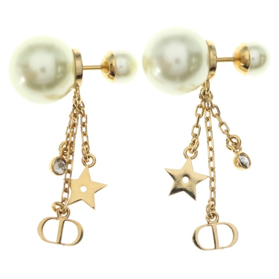 美品/現行 クリスチャンディオール ピアス ラインストーン パール CDロゴ Christian Dior（クリスチャン・ディオール） CDロゴパール ライン