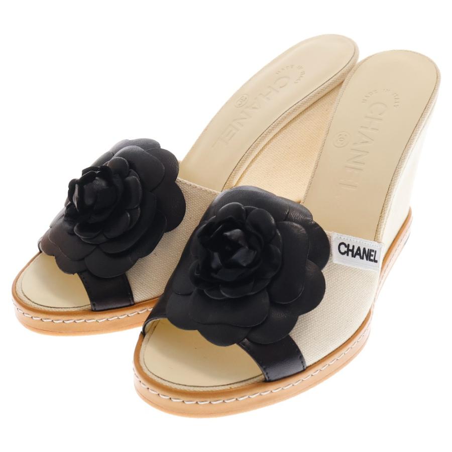CHANEL（シャネル） カメリア サンダル ウェッジソール ホワイト