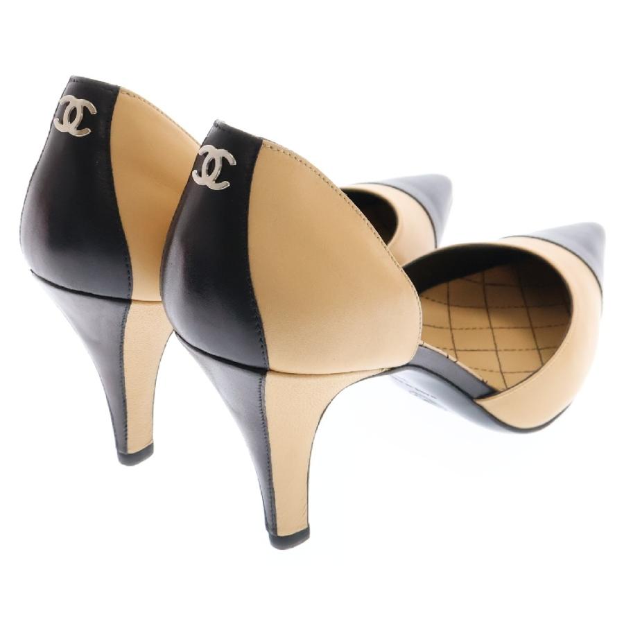 シャネル CHANEL バイカラー パンプス 36.5 ココマーク 黒 ベージュ CHANEL（シャネル） ココマーク パンプス シューズ ベージュ バイ