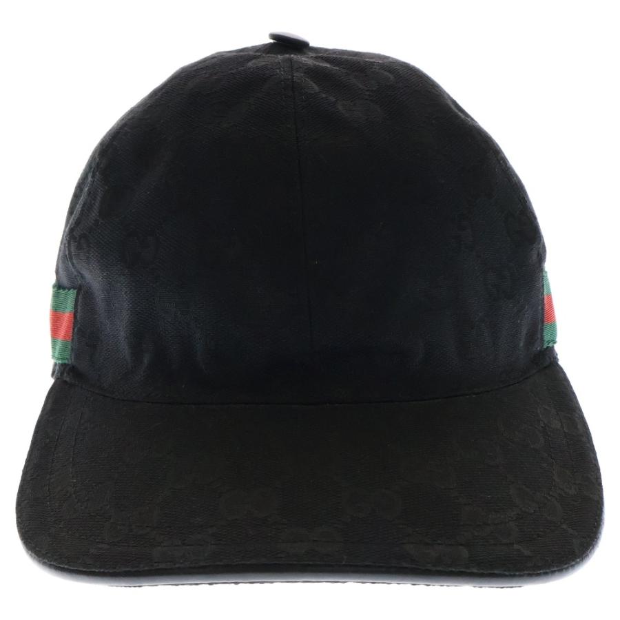 GUCCI（グッチ） GGキャンバス シェリーライン キャップ 帽子 ブラック