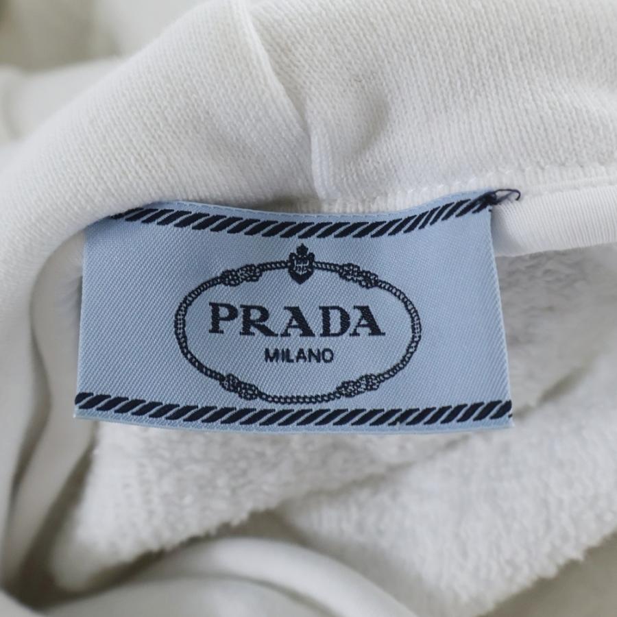 PRADA - PRADA プラダ ロゴ プルオーバー フーディ ホワイト コットン レディース 134713 PRADA（プラダ） ロゴ プルオーバー フーディ ホワイト コットン