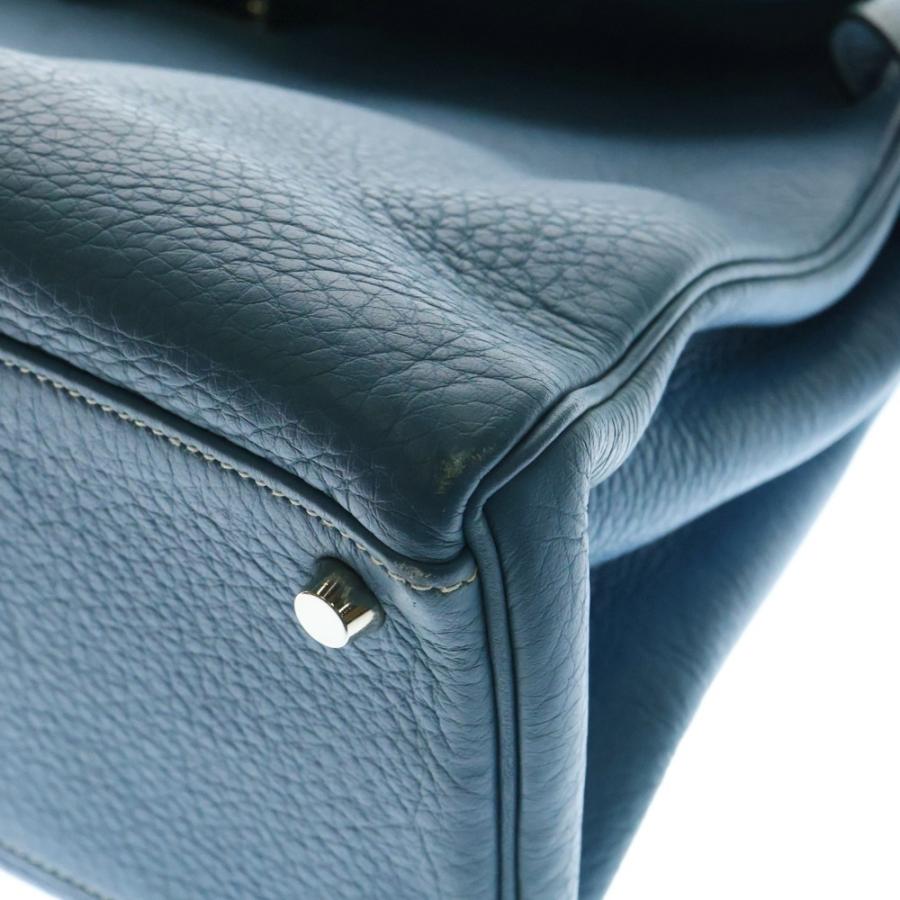 HERMES エルメス ケリー35 トリヨンクレマンス レザー ブルージーン 2WAY ハンド ショルダーバッグ シルバー金具 ライトブルー □G刻印 HERMES（エルメス） ケリー35 トリヨンクレマンス レザー ブルージーン