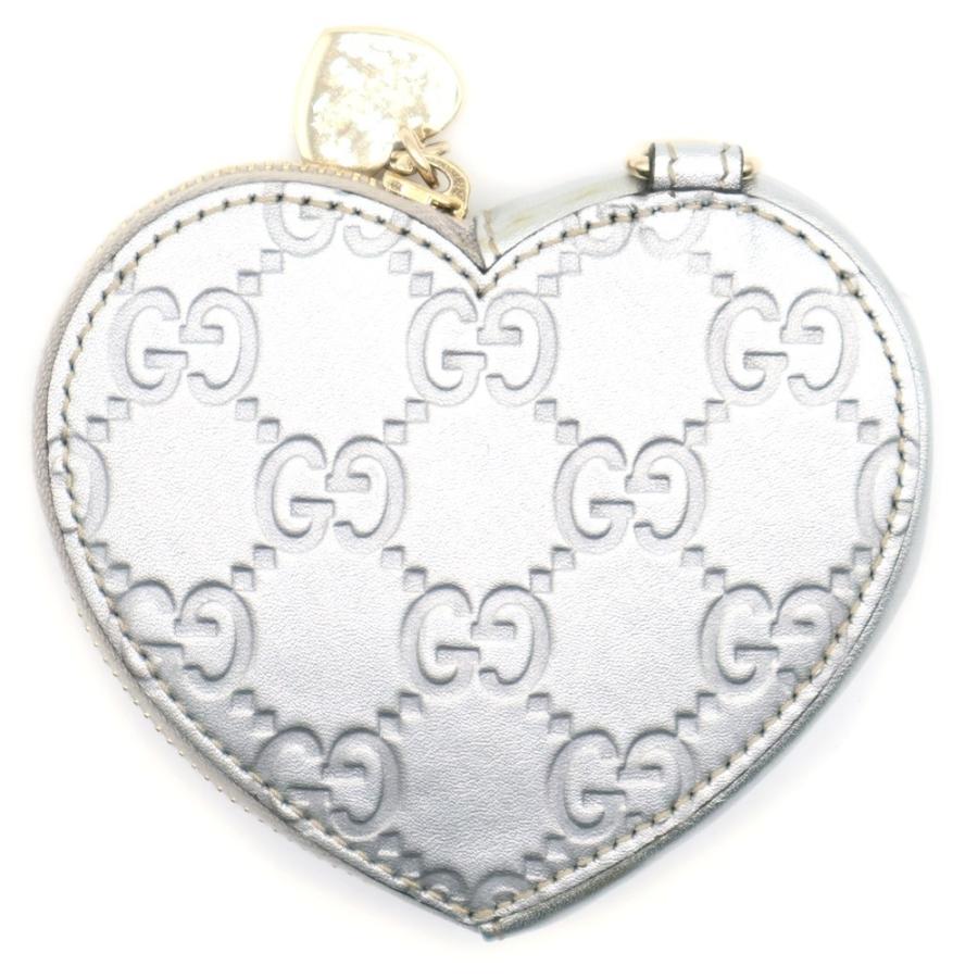 GUCCI（グッチ） GGシマ ハート コインケース シルバー レザー 小銭