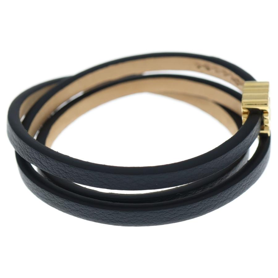 LOEWE（ロエベ） アナグラム ブレスレット ブラック レザー ゴールド