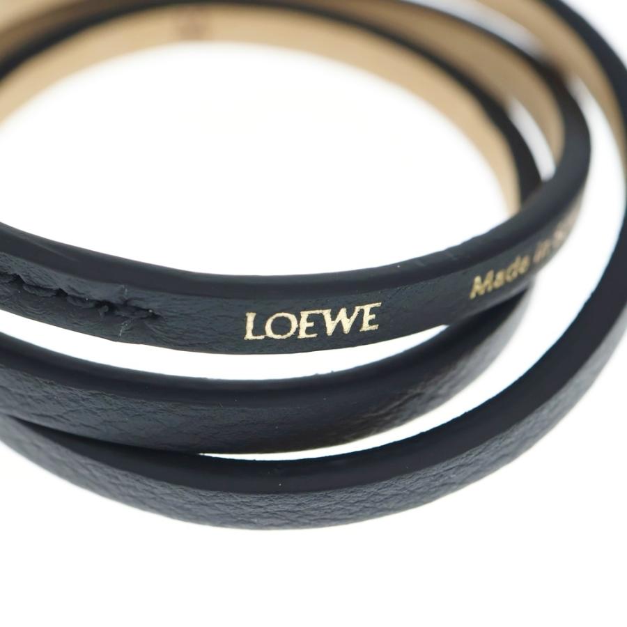 LOEWE（ロエベ） アナグラム ブレスレット ブラック レザー ゴールド