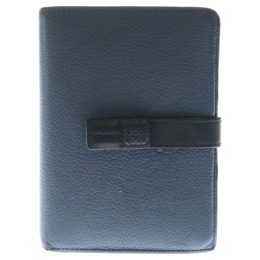 LOEWE(ロエベ) 2つ折り財布 バーティカル ウォレット ミディアム ネイビー×黒 レザー LOEWE（ロエベ） バーティカル コンパクトウォレット 二つ折り財布