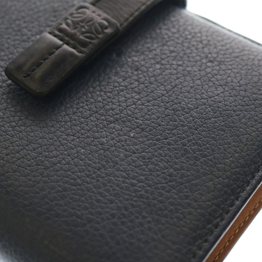 LOEWE(ロエベ) 2つ折り財布 バーティカル ウォレット ミディアム ネイビー×黒 レザー バーティカル ウォレット スモール（スムースカーフ&グレインカーフ