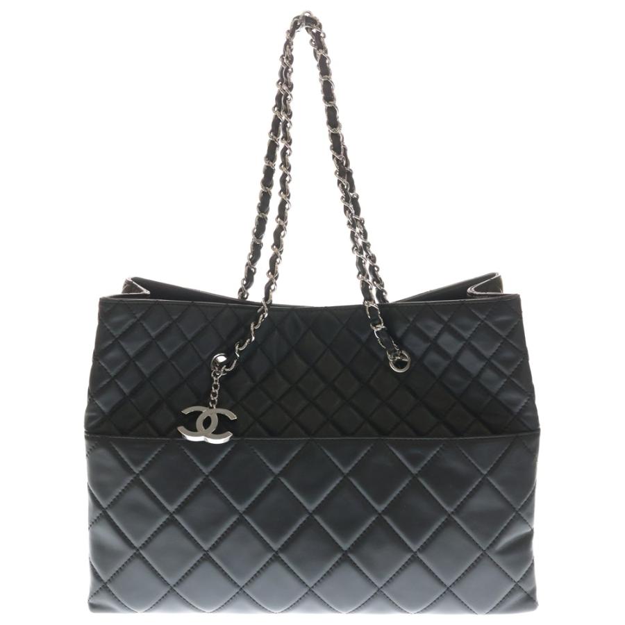 CHANEL マトラッセ チェーンショルダー トートバッグ ラムスキン ブラック1番台 シール有 CHANEL（シャネル） マトラッセ チェーン トートバッグ ブラック