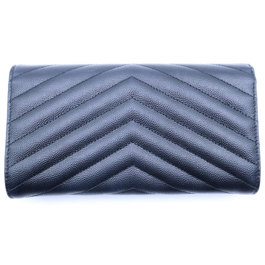 SAINT LAURENT PARIS サンローランパリ カサンドラ ロゴプレート Vステッチ レザー ロングウォレット 二つ折り長財布 ブラック 372264 SAINT LAURENT PARIS サンローランパリ カサンドラ ロゴプレート V