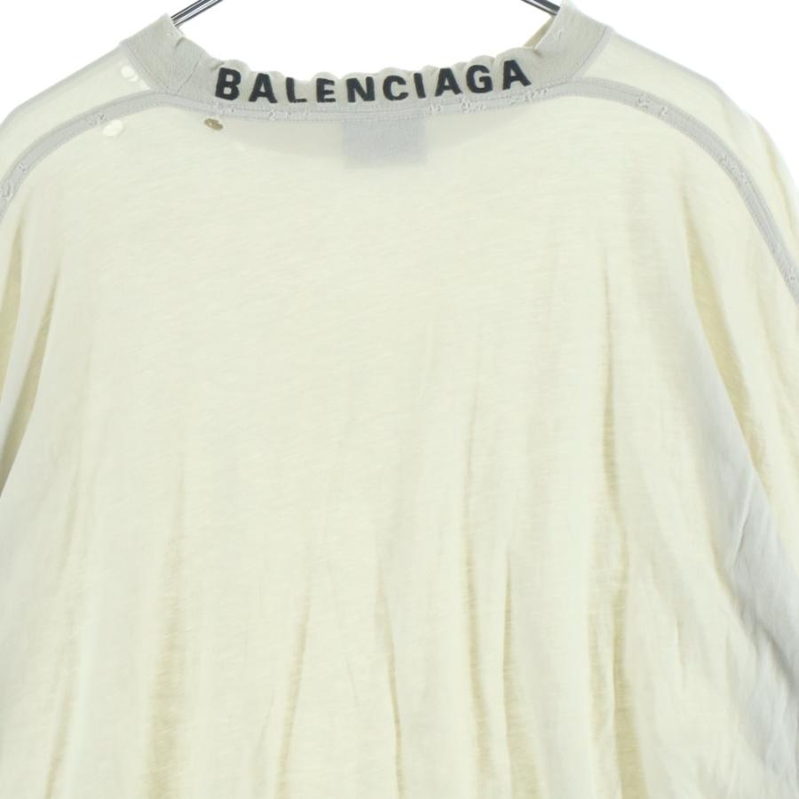 BALENCIAGA（バレンシアガ） クラッシュ加工 ネックロゴ 長袖Tシャツ