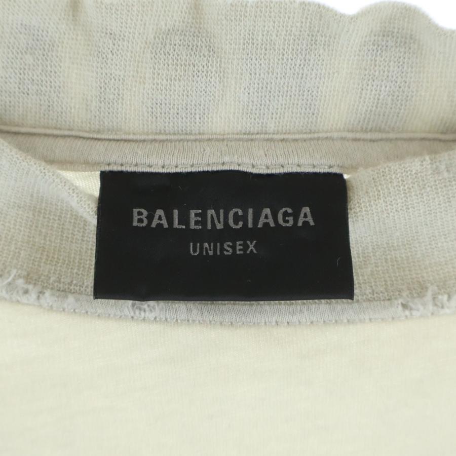 BALENCIAGA（バレンシアガ） クラッシュ加工 ネックロゴ 長袖Tシャツ